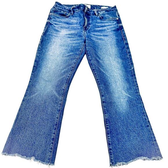 Frame Le Crop Mini Boot Huntdale LCMBRA118 Dak Wash Raw Hem Denim Jeans Size 29 - Picture 2 of 8